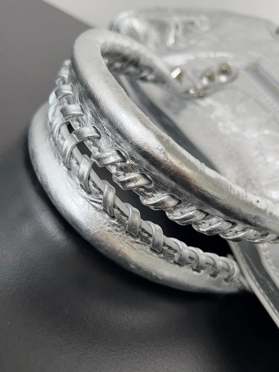 Balenciaga Le City Small Bag in Silver Metallic Lambskin product view 10
