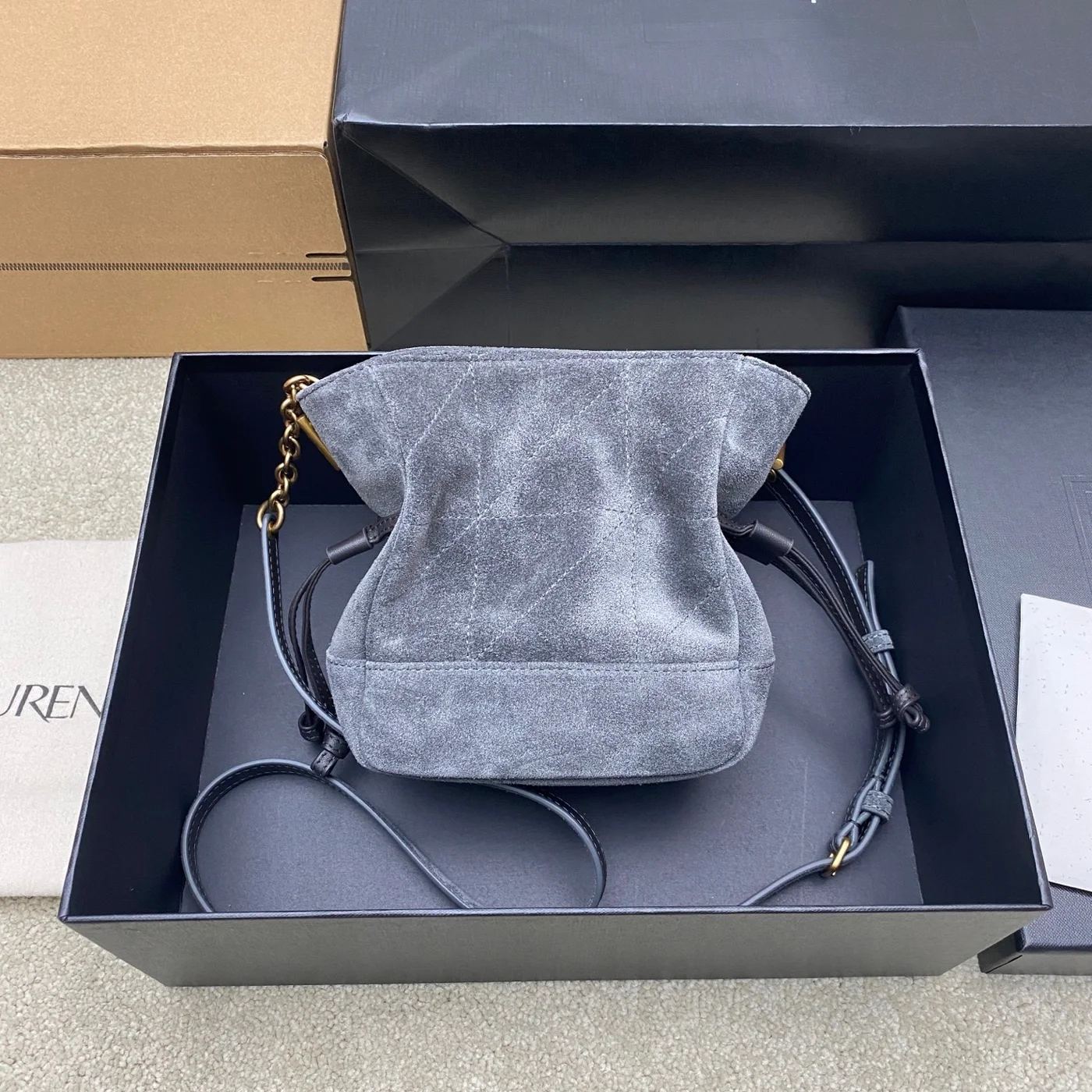 Saint Laurent Jamie Mini Shoulder Pouch — Blue Suede product view 2