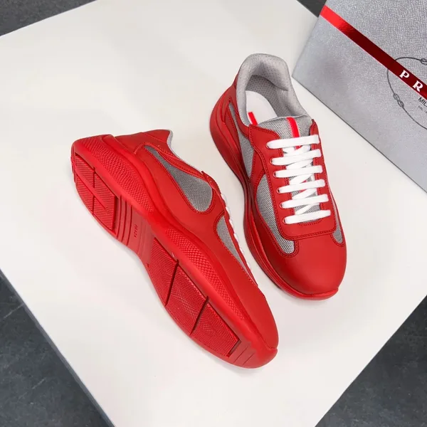 Prada America’s Cup Sneakers in Red Rubber and Bike Fabric product view 3
