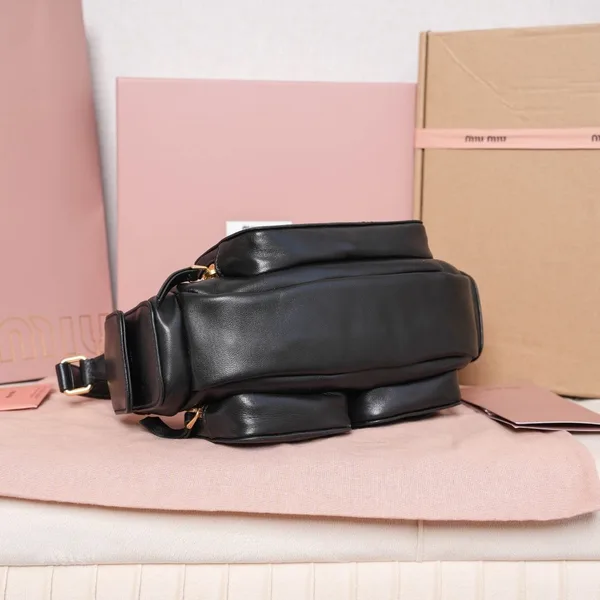 Miu Miu Pocket Shoulder Bag in Black Nappa Leather product view 6