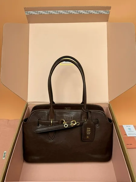 Miu Miu Aventure Large Tote Bag in Briarwood Nappa Leather product view 3