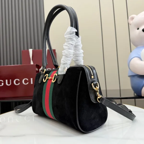 Gucci Borsetto Medium Boston Bag — Black Suede product view 6