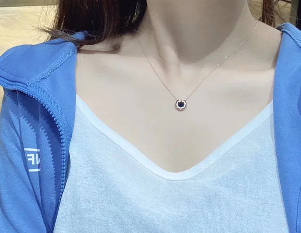 Tiffany & Co. Round T Inlay Pendant Necklace Rose-Tone with Black Inlay product photo
