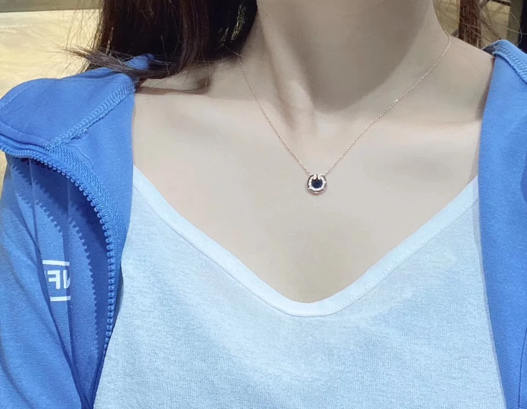 Tiffany & Co. Round T Inlay Pendant Necklace Rose-Tone with Black Inlay product view 1