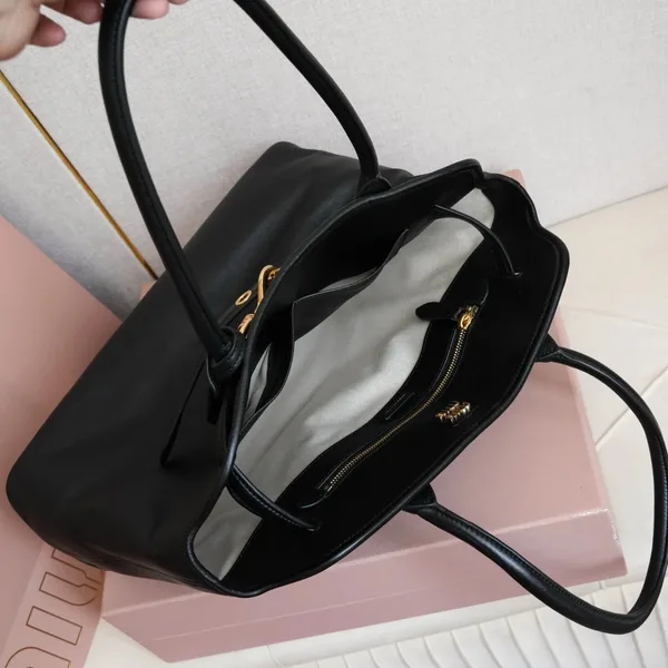 Miu Miu Aventure Large Shopper Bag in Black Nappa Leather product view 8