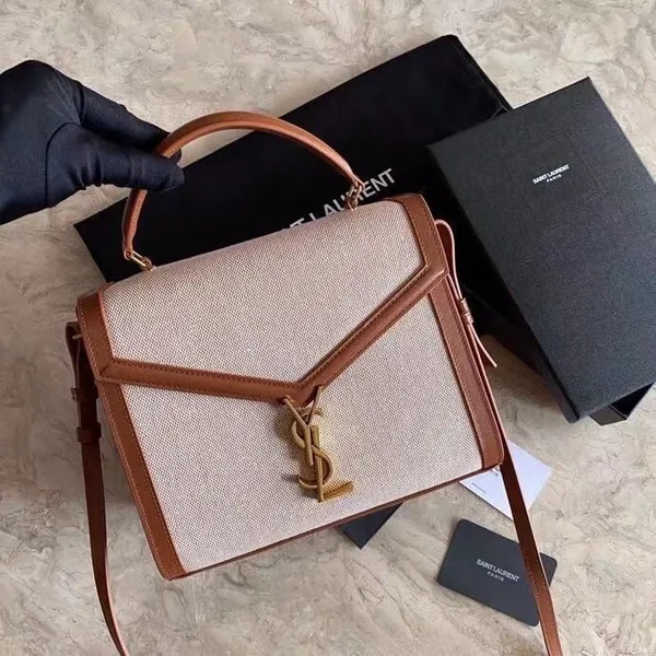 Saint Laurent Cassandra Medium Bag In Beige Canvas product view 7