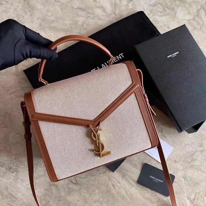 Saint Laurent Cassandra Medium Bag In Beige Canvas product view 7