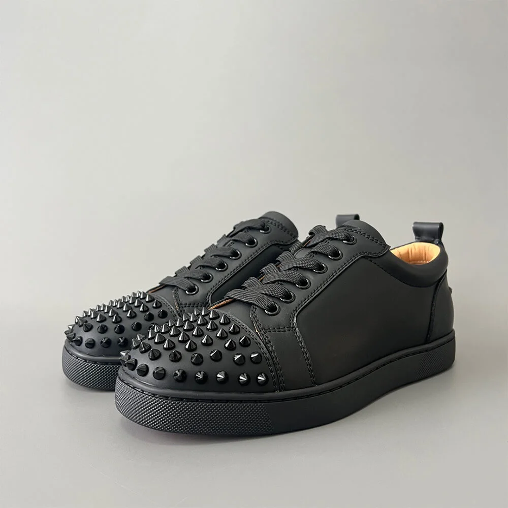 Christian Louboutin Louis Junior Spikes Sneakers Black with Black Sole product view 2