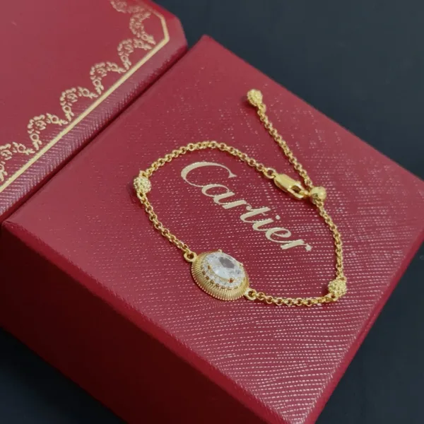 Cartier Gold-Tone Chain Bracelet with Round Pave-Effect Center product view 4