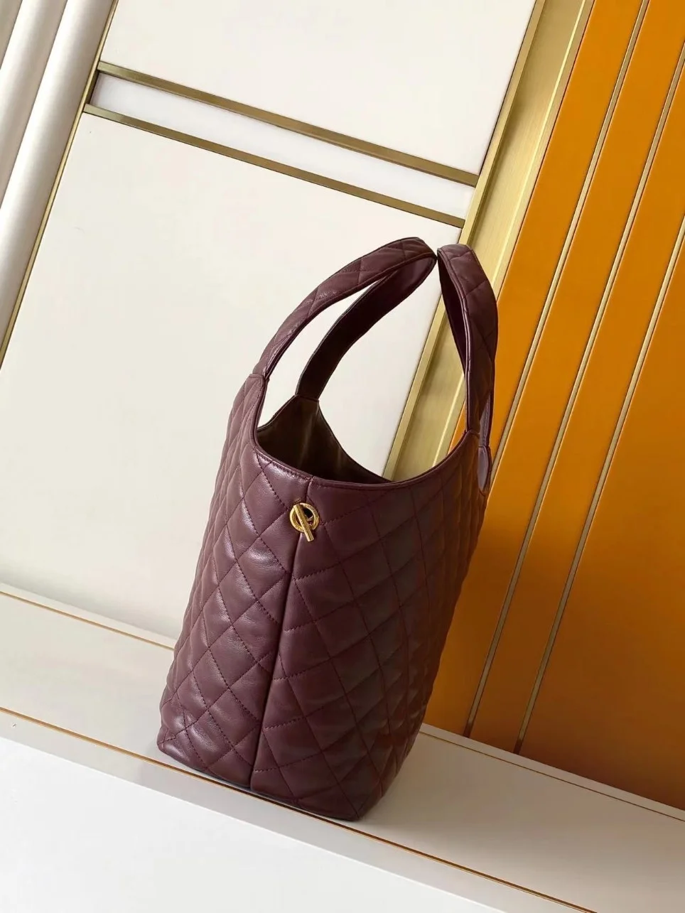 Saint Laurent Icare Medium Tote Bag in Bordeaux Lambskin product view 3