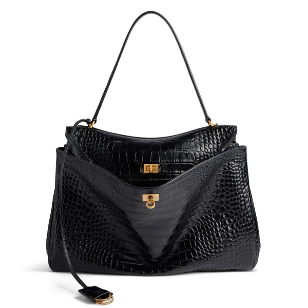 Balenciaga Rodeo Large Bag in Black Croc-Embossed Calfskin product photo