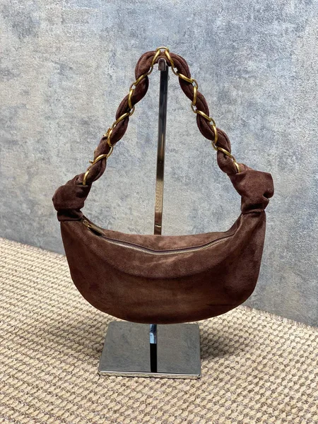 Saint Laurent Amalia Mini Hobo Bag — Dark Brown Suede product view 3