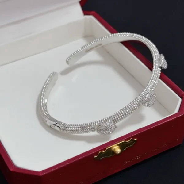 Cartier Silver-Tone Open Cuff with Pave-Effect Head product view 4