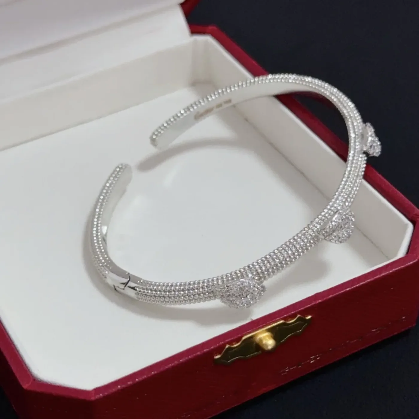 Cartier Silver-Tone Open Cuff with Pave-Effect Head product view 4