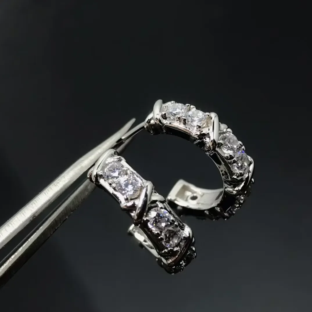 Tiffany & Co. Edge Cross Pavé-Effect Hoop Earrings Silver-Tone product view 1