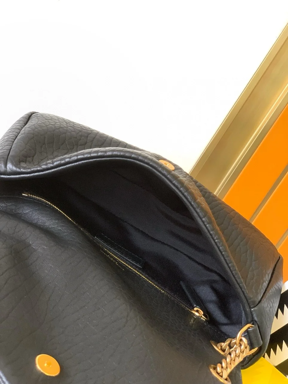 Saint Laurent Calypso Small Bag In Black Grained Lambskin product view 4
