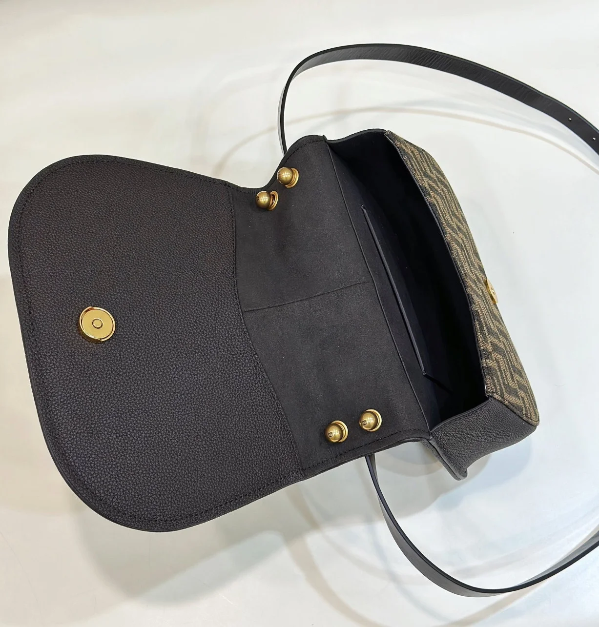 Fendi C’mon Medium Bag in FF Jacquard Fabric and Leather product view 3