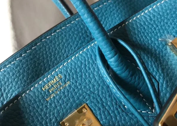 Hermes Birkin 25 Bag In Blue Jean Clemence Leather with GHW product view 4