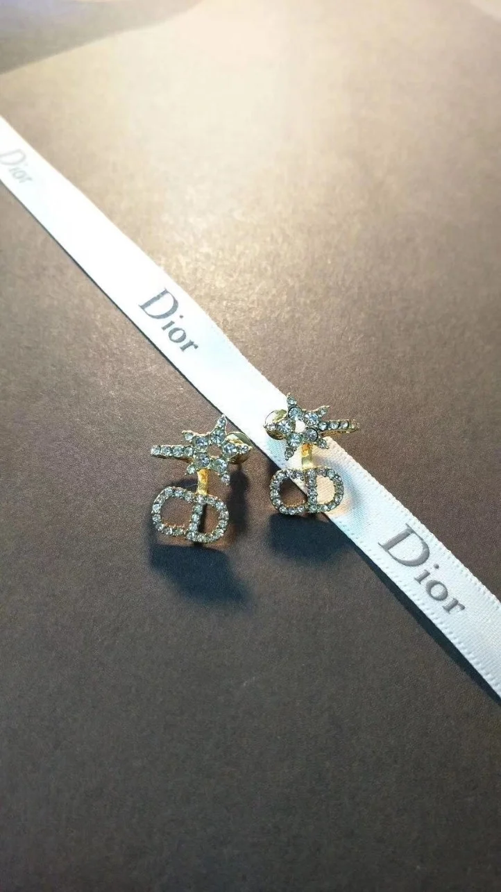 Dior Clair D Lune Earrings In Gold-Finish Metal and White Crystals product view 5