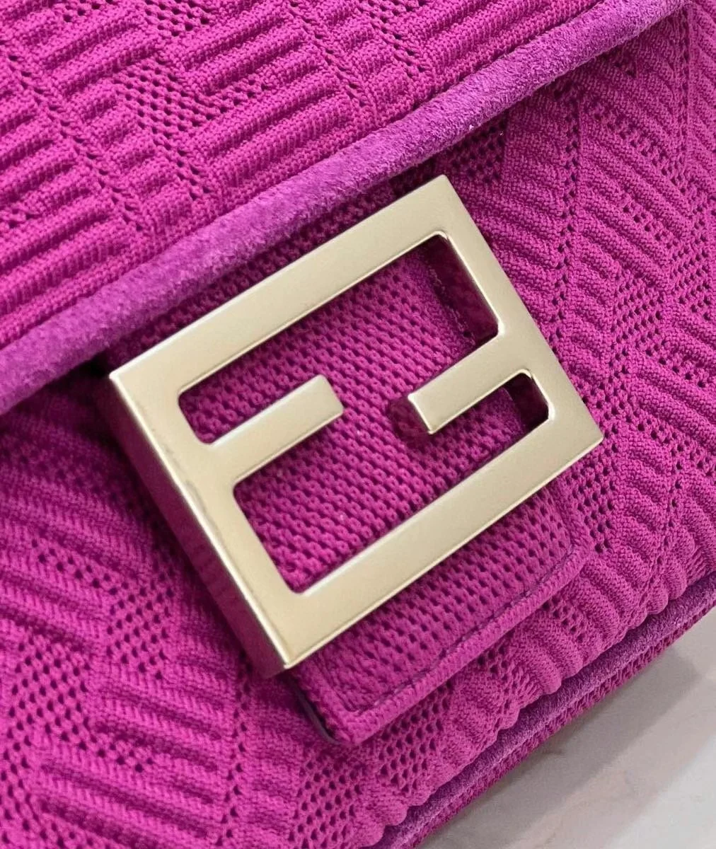 Fendi Baguette Chain Midi Bag In Fuchsia FF Fabric product view 6