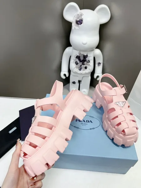 Prada Foam Sandals in Light Pink Rubber product view 8