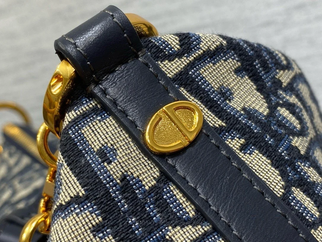 Dior Diorstar Hobo Bag with Chain in Blue Oblique Jacquard product view 6