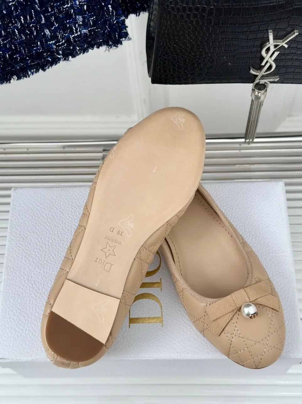 Dior Ballerina Flats in Nude Quilted Cannage Calfskin product view 9
