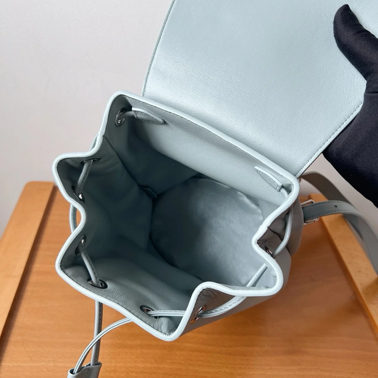 Celine Bonnie Backpack in Light Blue Calfskin product view 8