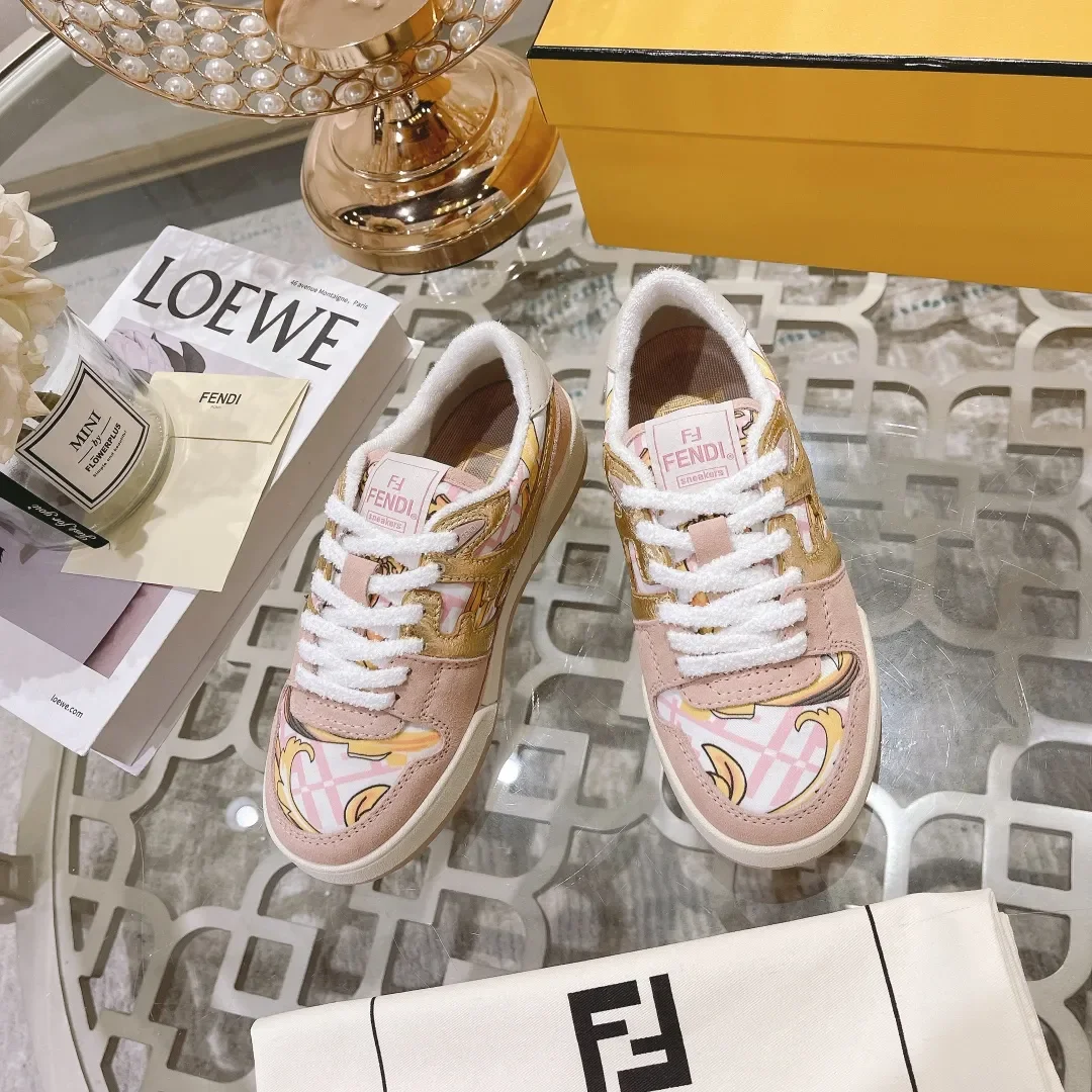 Fendi Match Pink Leather Sneakers product view 2