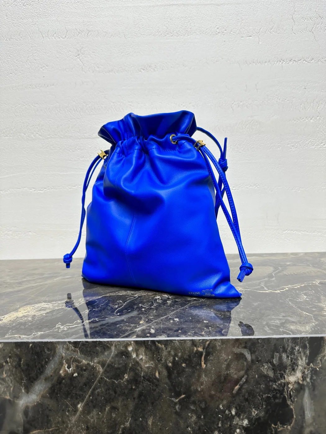 Celine Small Crystal Pouch In Lambskin — Blue product view 2