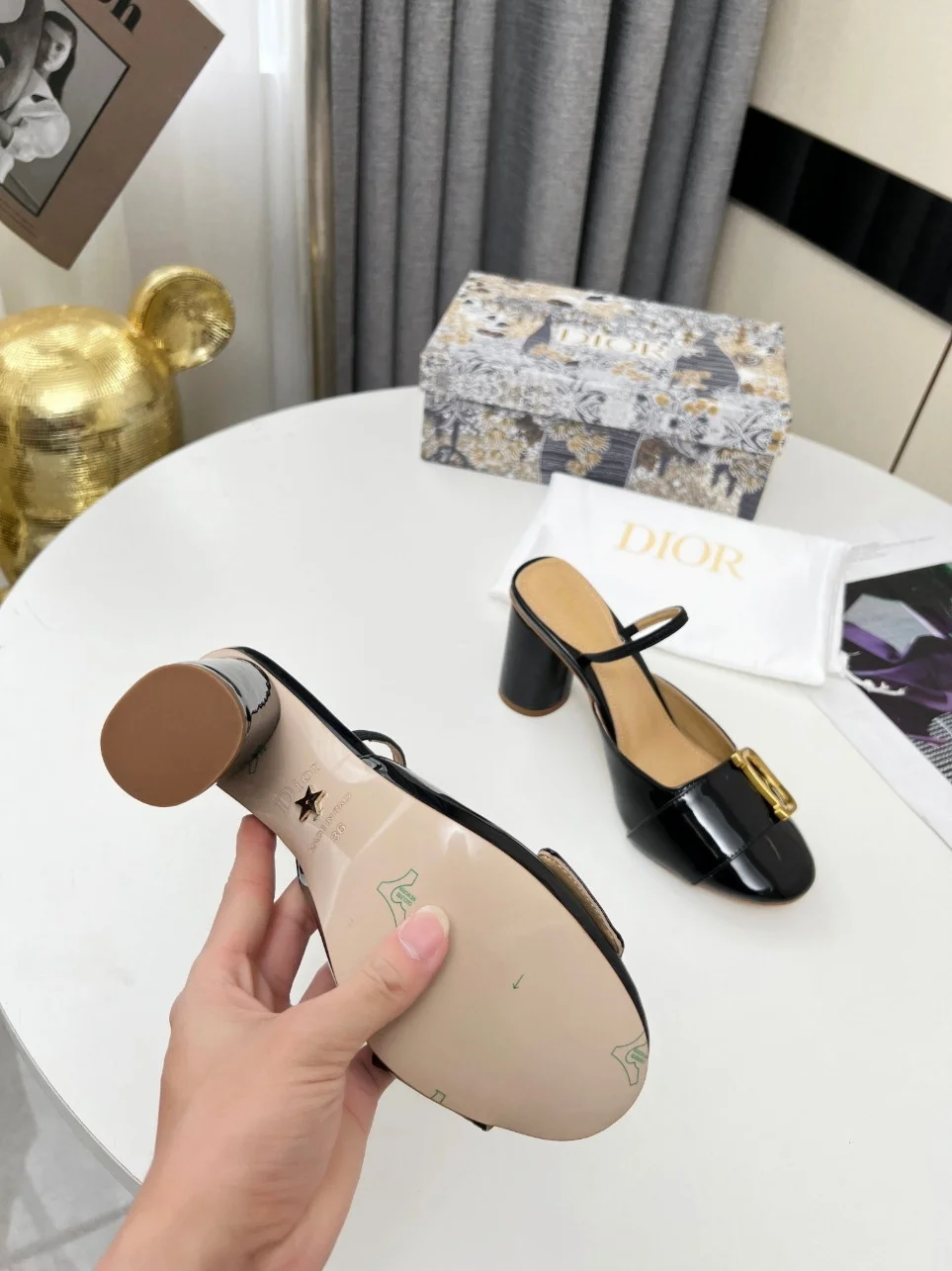 Dior C’est Slingback Pumps 80MM in Black Patent Calfskin product view 5