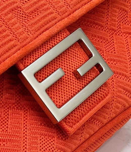 Fendi Baguette Chain Midi Bag In Piment FF Fabric product view 9