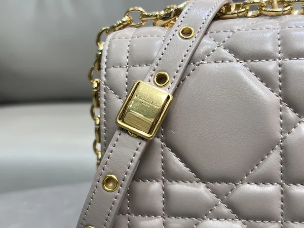 Medium Soft Dior Caro Bag — Taupe with Gold-Tone Hardware product view 6