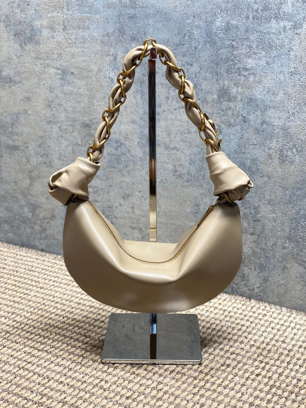Saint Laurent Amalia Mini Hobo Bag — Beige product view 3