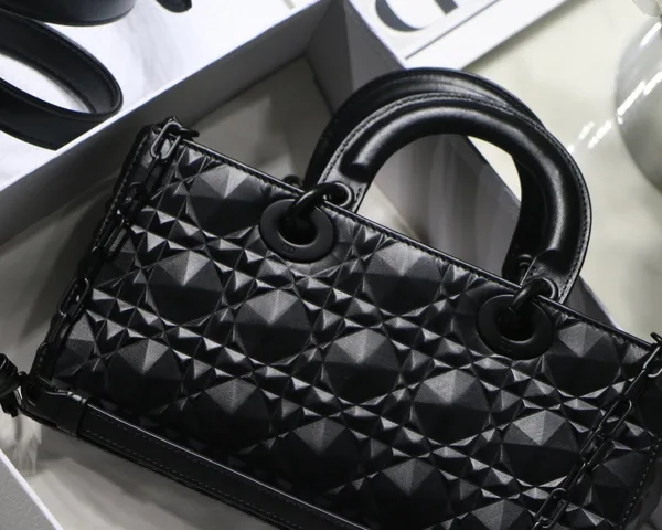 Dior Lady D-Joy Medium Bag In Black Calfskin with Diamond Motif product view 5