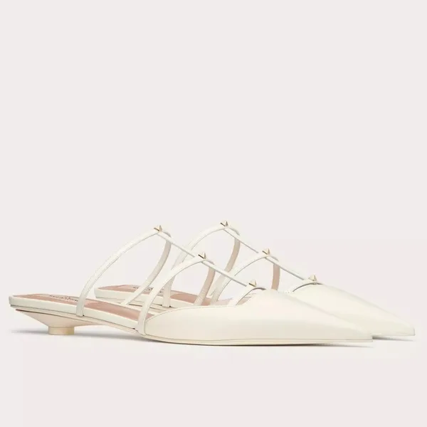 Valentino Rockstud Wispy Mules in White Leather product photo