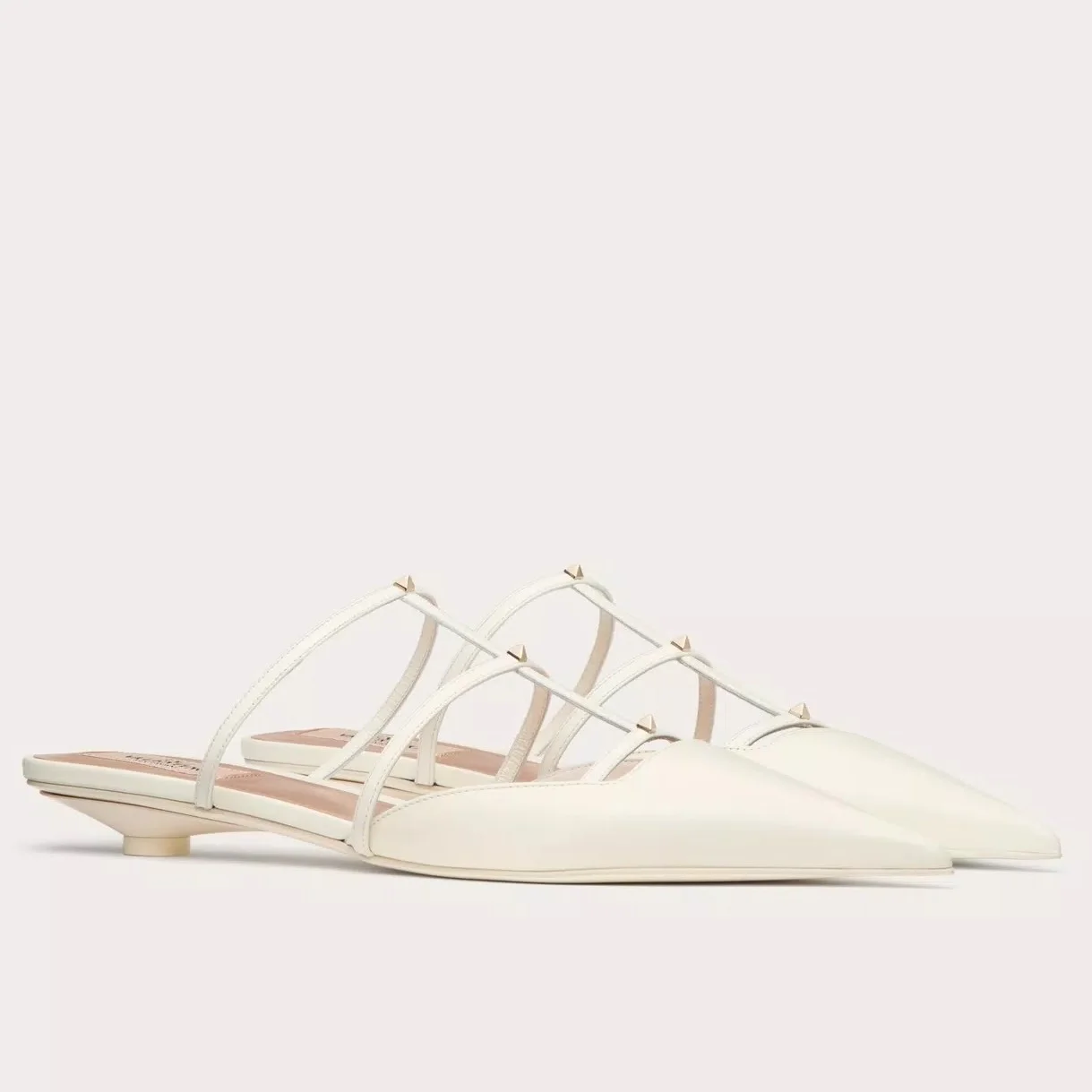 Valentino Rockstud Wispy Mules in White Leather product view 1