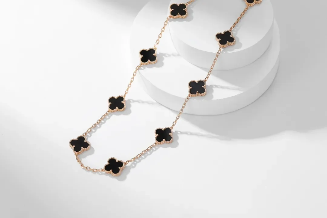 Van Cleef & Arpels Alhambra Black Ten-Motif Gold-Tone Necklace product view 2