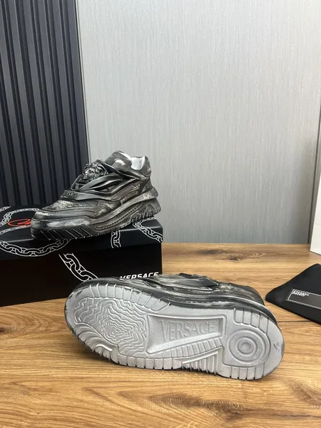 Versace Leather Sneakers in Black product view 9
