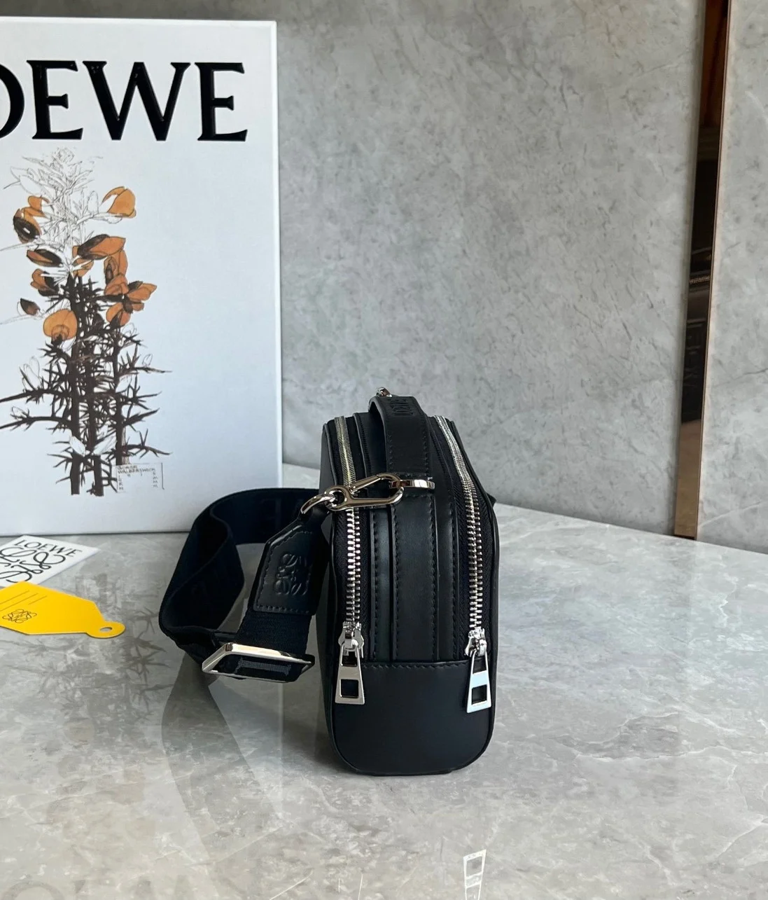 Loewe Mini Camera Crossbody Bag in Black Calfskin product view 8