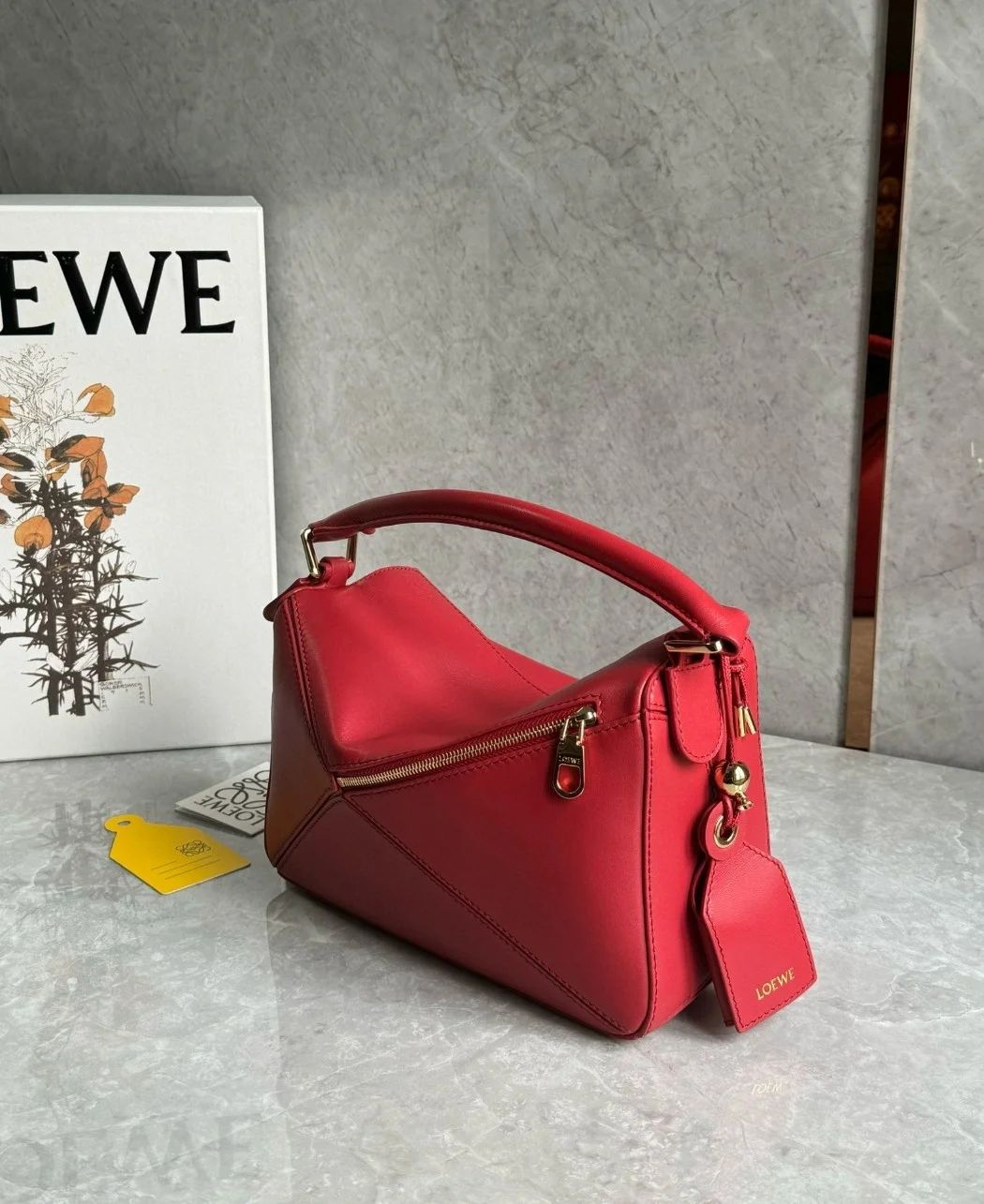 Loewe Featherlight Puzzle Small Bag in Red Nappa Lambskin product view 5