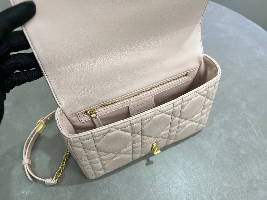 Medium Soft Dior Caro Bag — Beige with Gold-Tone Hardware product view 8