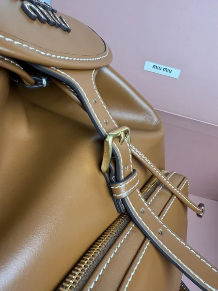 Miu Miu Large Backpack in Brown Calfskin product view 2