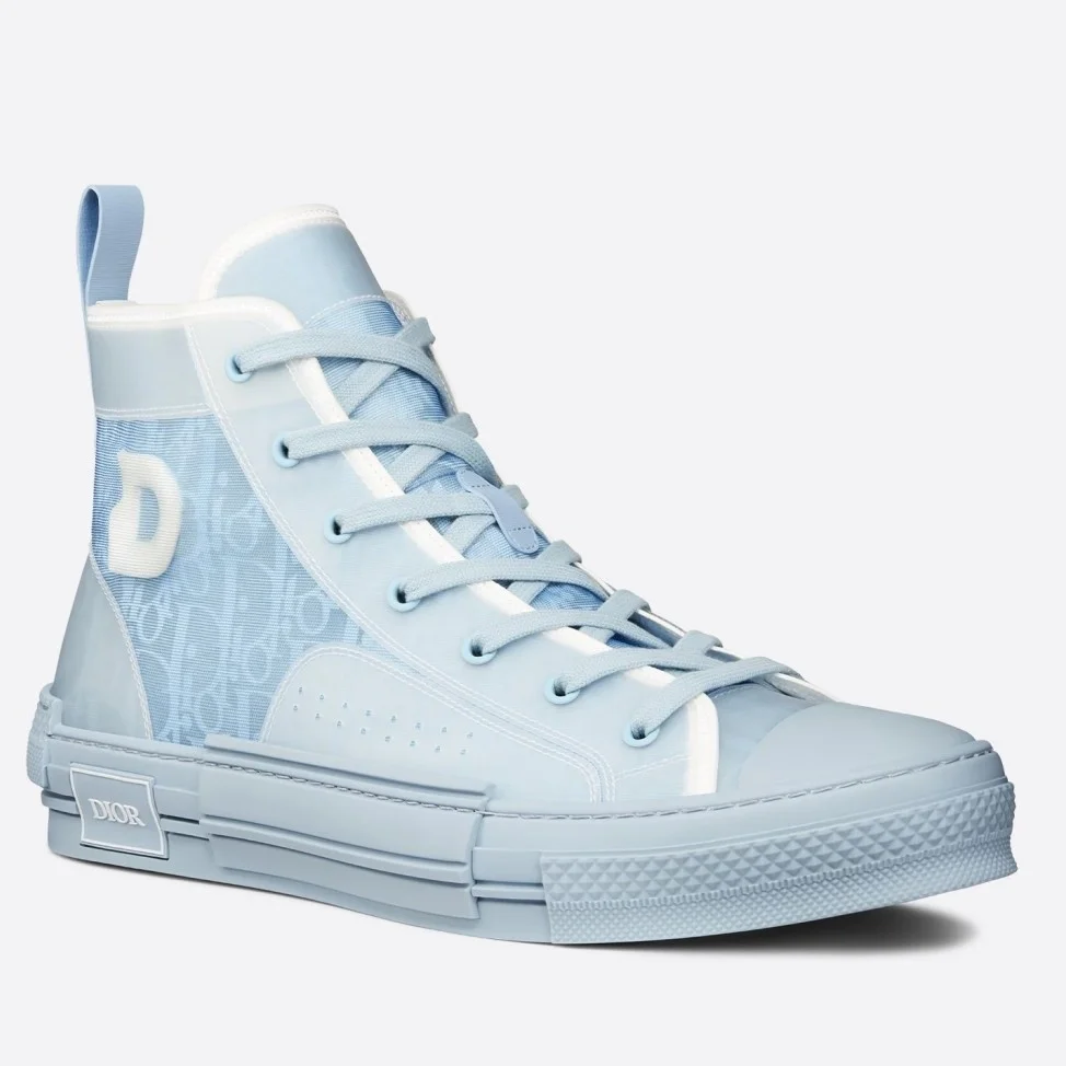 Dior Men’s B23 High-top Sneakers In Ligth Blue Oblique Canvas product view 1
