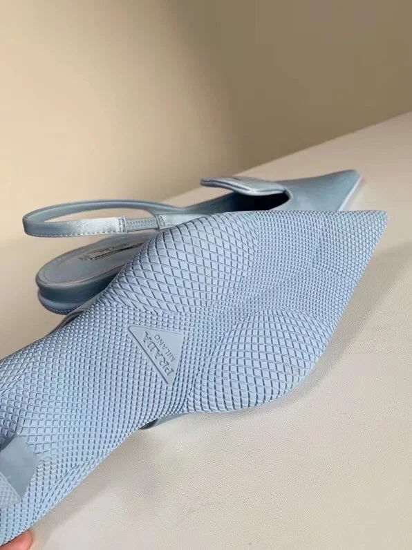 Prada Gabardine Slingback Pumps In Light Blue Nylon product view 8