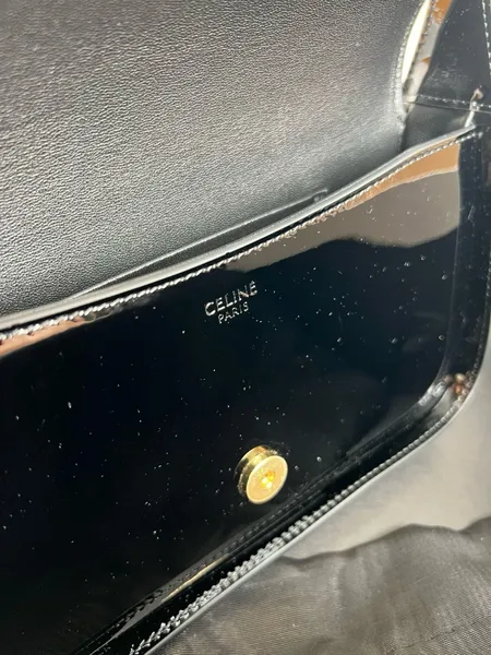 Celine Terence Shoulder Bag in Black Patent Calfskin product view 6