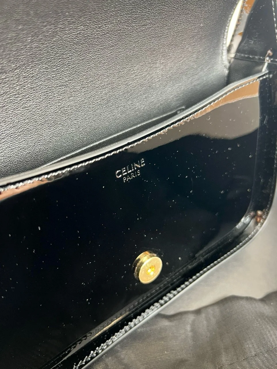 Celine Terence Shoulder Bag in Black Patent Calfskin product view 6