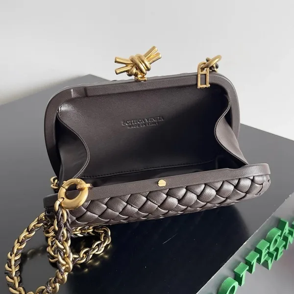 Bottega Veneta Knot Clutch with Chain in Fondant Intrecciato Lambskin product view 9
