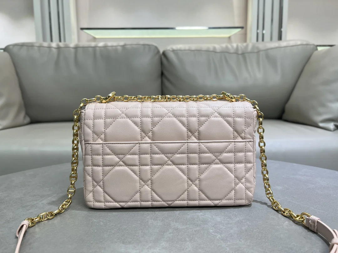 Medium Soft Dior Caro Bag — Beige with Gold-Tone Hardware product view 3