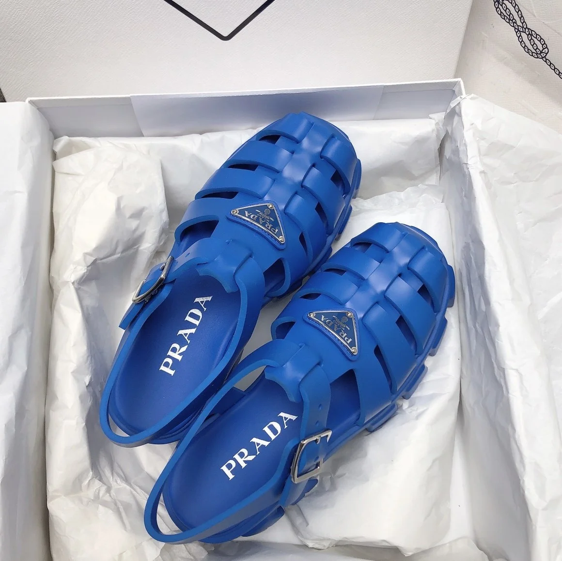 Prada Foam Sandals in Blue Rubber product view 7
